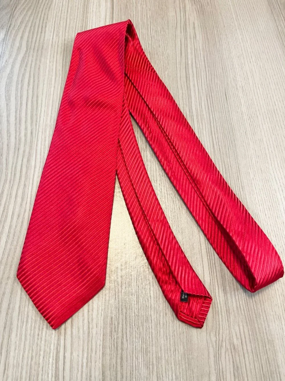David Donahue 100% Silk Red Textured Tie Handmade in USA